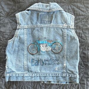 Vintage Levi’s Denim Vest Hand Painted Harley Davidson Design infant 3/6 months